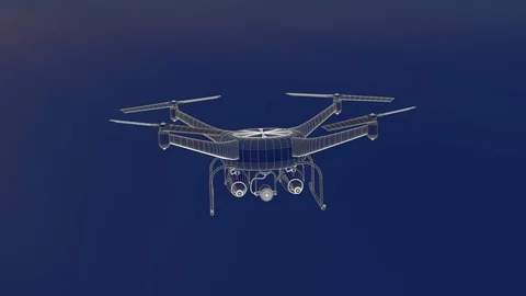 Blueprint transforms into a flying weaponized drone Stock Footage 122298732