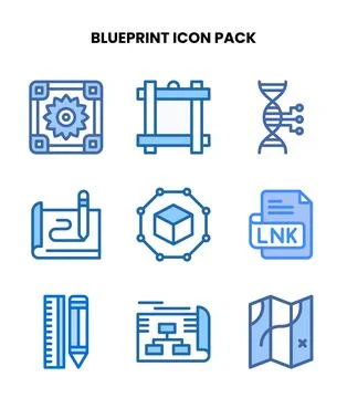 Blueprint Two Colour Bundle Icons Pack イラスト素材