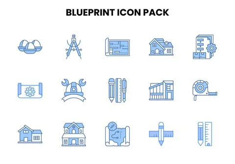 Blueprint Two Colour Design Icons Pack Illustration