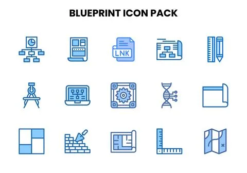 Blueprint Two Colour Graphics Icons Pack Stock-Illustration