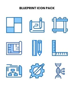 Blueprint Two Colour Icons Pack Illustrazione stock