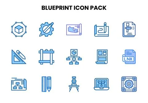 Blueprint Two Colour Icons Pack Illustration