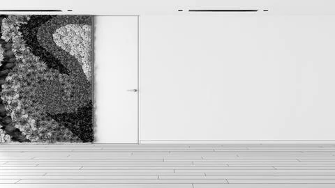 Blueprint unfinished project draft, empty room interior design, open space .. Stock Illustration