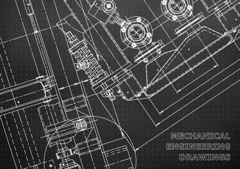 Blueprint. Vector engineering drawings. Mechanical instrument making Stock Illustration