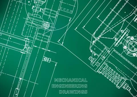 Blueprint. Vector engineering drawings. Mechanical instrument making Illustrazione stock