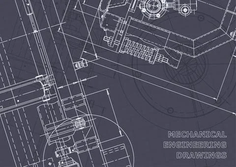 Blueprint. Vector engineering illustration. Computer aided design systems Stock Photos