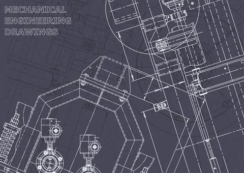 Blueprint. Vector engineering illustration. Computer aided design systems Stock Photos