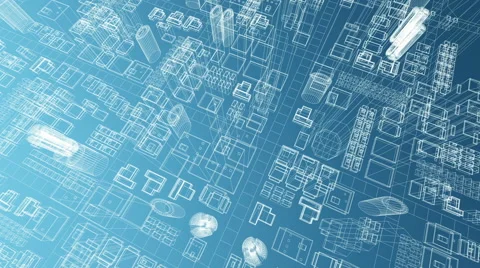 Blueprint of virtual growing city Video stock 57338014
