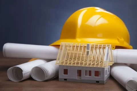 Blueprints and work tools Stock Photos
