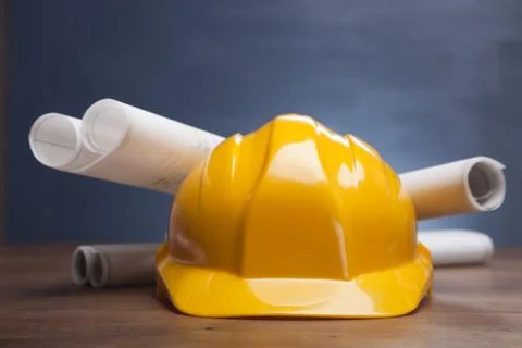 Blueprints and work tools Stock Photos