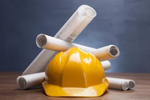 Blueprints and work tools Stock Photos