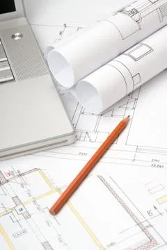 Blueprints of architecture Stock Photos