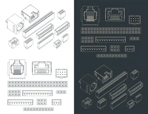 Blueprints connectors TH mini Set 스톡 일러스트