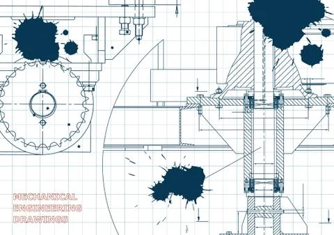 Blueprints. Engineering backgrounds. Draft. Ink. Blots イラスト素材