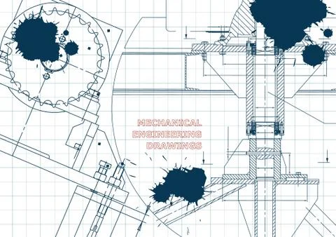 Blueprints. Engineering backgrounds. Draft. Ink. Blots Stock Illustration