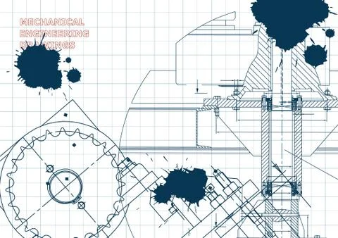 Blueprints. Engineering backgrounds. Draft. Ink. Blots イラスト素材