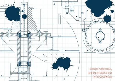 Blueprints. Engineering backgrounds. Draft. Ink. Blots Illustrazione stock