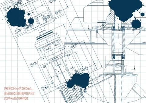 Blueprints. Engineering backgrounds. Draft. Ink. Blots イラスト素材