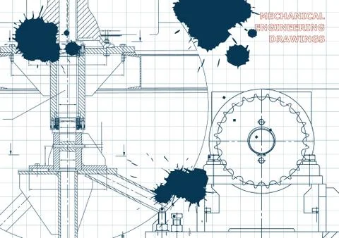 Blueprints. Engineering backgrounds. Draft. Ink. Blots Illustrazione stock