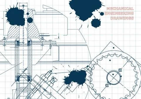Blueprints. Engineering backgrounds. Draft. Ink. Blots Stock Illustration