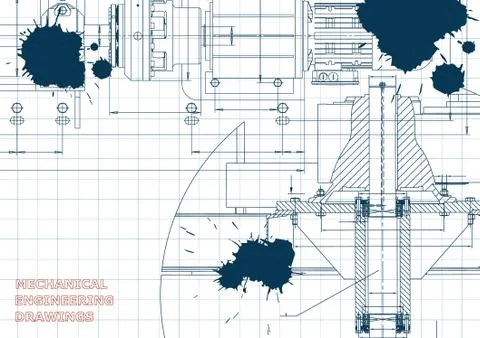 Blueprints. Engineering backgrounds. Draft. Ink. Blots Stock Illustration