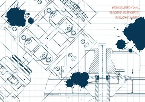 Blueprints. Engineering backgrounds. Draft. Ink. Blots イラスト素材