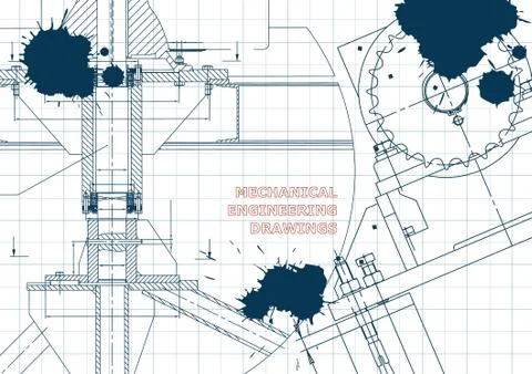 Blueprints. Engineering backgrounds. Draft. Ink. Blots イラスト素材