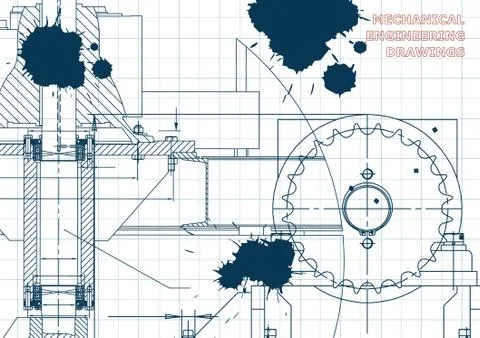 Blueprints. Engineering backgrounds. Draft. Ink. Blots Illustrazione stock