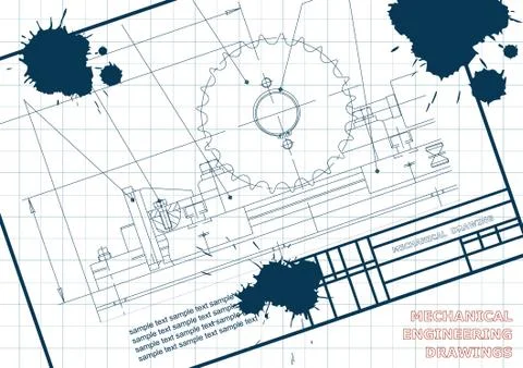 Blueprints. Engineering backgrounds. Draft. Ink. Blots Illustrazione stock