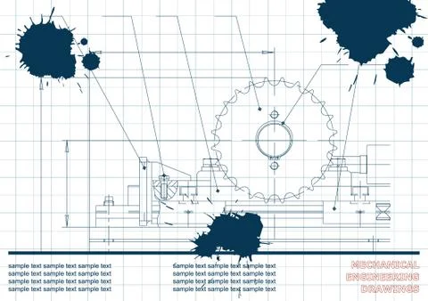 Blueprints. Engineering backgrounds. Draft. Ink. Blots イラスト素材
