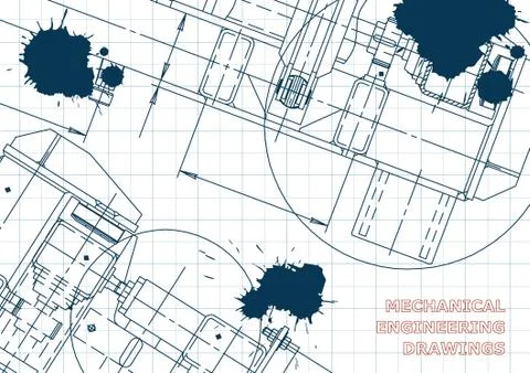 Blueprints. Engineering backgrounds. Draft. Ink. Blots Illustrazione stock