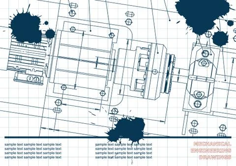 Blueprints. Engineering backgrounds. Draft. Ink. Blots Stock Illustration