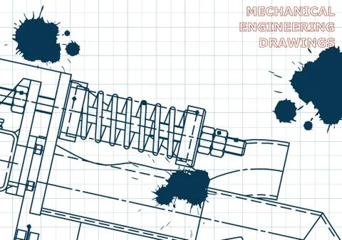 Blueprints. Engineering backgrounds. Draft. Ink. Blots Illustrazione stock