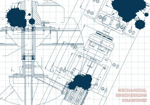 Blueprints. Engineering backgrounds. Draft. Ink. Blots Illustrazione stock