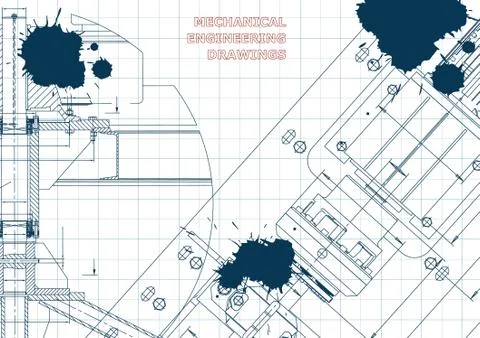 Blueprints. Engineering backgrounds. Draft. Ink. Blots イラスト素材