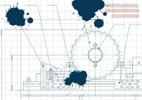Blueprints. Engineering backgrounds. Draft. Ink. Blots Illustrazione stock
