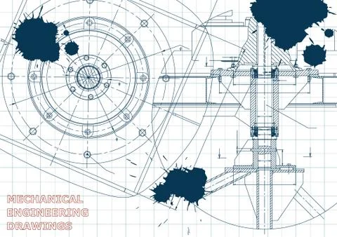 Blueprints. Engineering backgrounds. Draft. Ink. Blots Stock Illustration