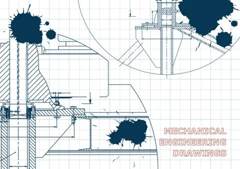 Blueprints. Engineering backgrounds. Draft. Ink. Blots Stock Illustration
