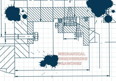 Blueprints. Engineering backgrounds. Draft. Ink. Blots Illustrazione stock