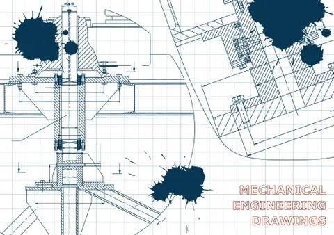 Blueprints. Engineering backgrounds. Draft. Ink. Blots Stock Illustration