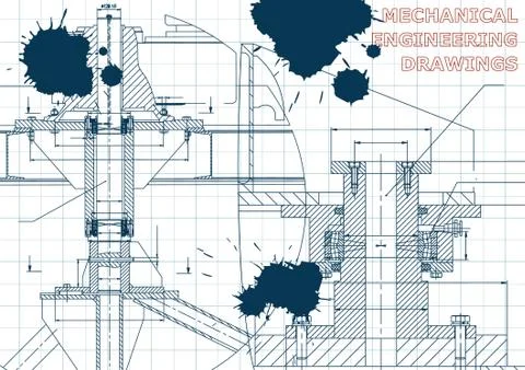 Blueprints. Engineering backgrounds. Draft. Ink. Blots イラスト素材