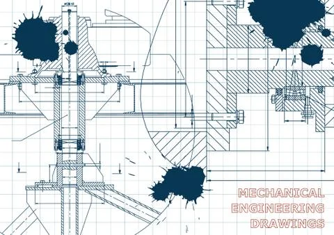 Blueprints. Engineering backgrounds. Draft. Ink. Blots イラスト素材