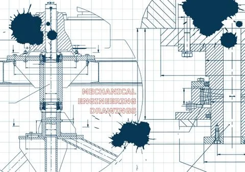 Blueprints. Engineering backgrounds. Draft. Ink. Blots Stock Illustration