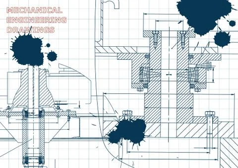 Blueprints. Engineering backgrounds. Draft. Ink. Blots 스톡 일러스트