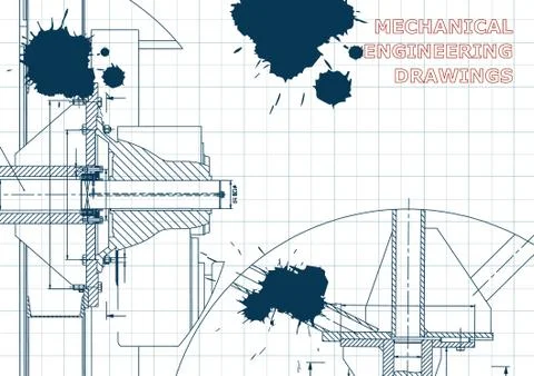 Blueprints. Engineering backgrounds. Draft. Ink. Blots Stock Illustration