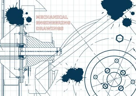 Blueprints. Engineering backgrounds. Draft. Ink. Blots Stock Illustration