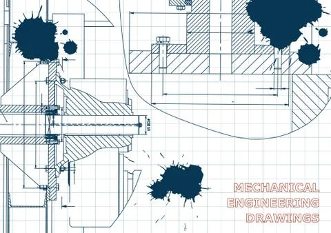 Blueprints. Engineering backgrounds. Draft. Ink. Blots Stock Illustration