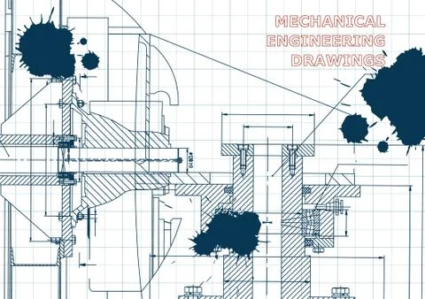 Blueprints. Engineering backgrounds. Draft. Ink. Blots Stock Illustration