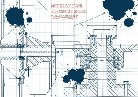 Blueprints. Engineering backgrounds. Draft. Ink. Blots Stock Illustration