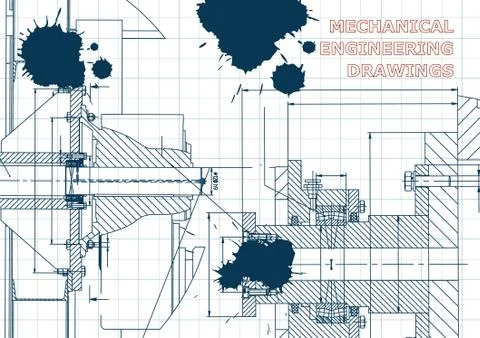 Blueprints. Engineering backgrounds. Draft. Ink. Blots Stock Illustration